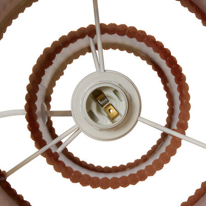 Lampe décorative côtelée Jolina en métal terracotta vue de dessus avec douille et structure intérieure blanche