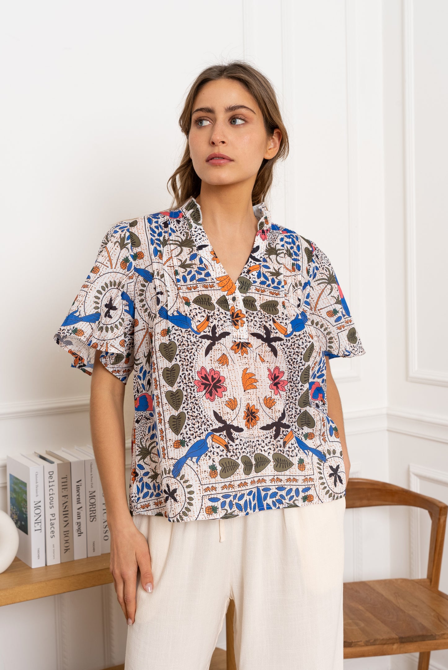 Blouse Rebecca – Blouse fluide imprimé bohème multicolore