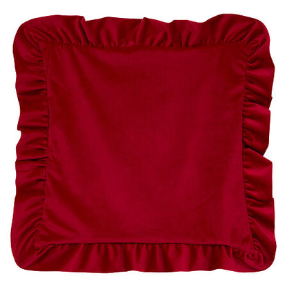 Coussins à volants 51x51 cm rouge - Coussin velours déco Noël