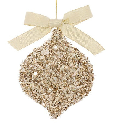 Sujet forme brillante nœud doré 8 cm polystyrène assorti
