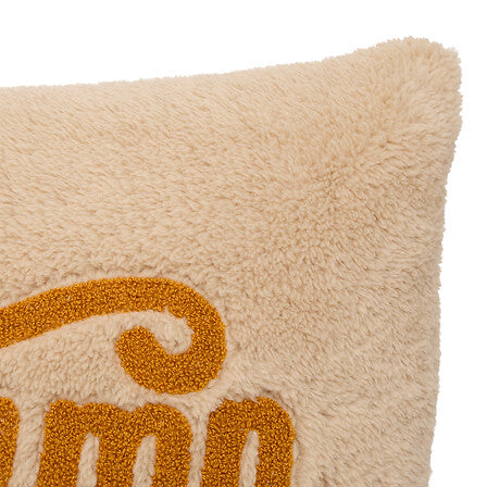Coussin sherpa beige broderie Automne dorée Atmosphera 30x50 cm décoration cosy salon chambre