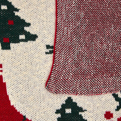 Plaid tricot 130x170 tradi rouge - Couverture motifs sapins de Noël