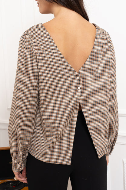 Blouse Prince – Carreaux prince de galles à dos ouvert