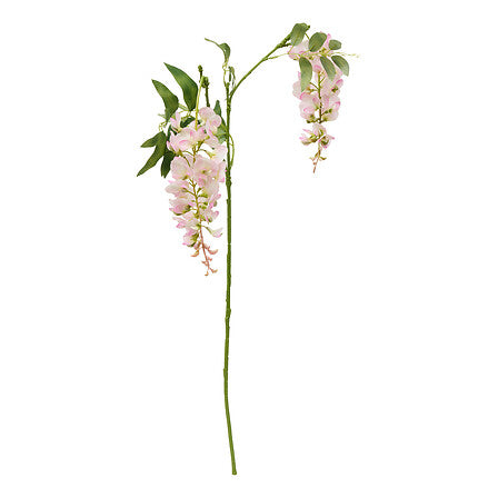 Tige glycine artificielle H95 fleurs roses pendantes feuillage vert décoration florale intérieur style romantique