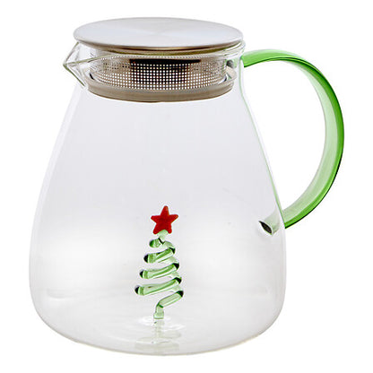 Théière Nelya 1L Noël - Carafe en verre avec motif 3D festif