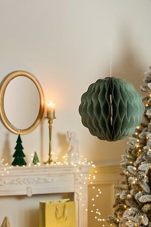 Suspension Pallo diam 30 cm - Boule papier alvéolé vert sauge