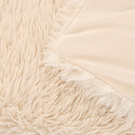 Plaid Duvia beige clair en fausse fourrure douce 120x150cm, jeté de canapé cocooning déco intérieur