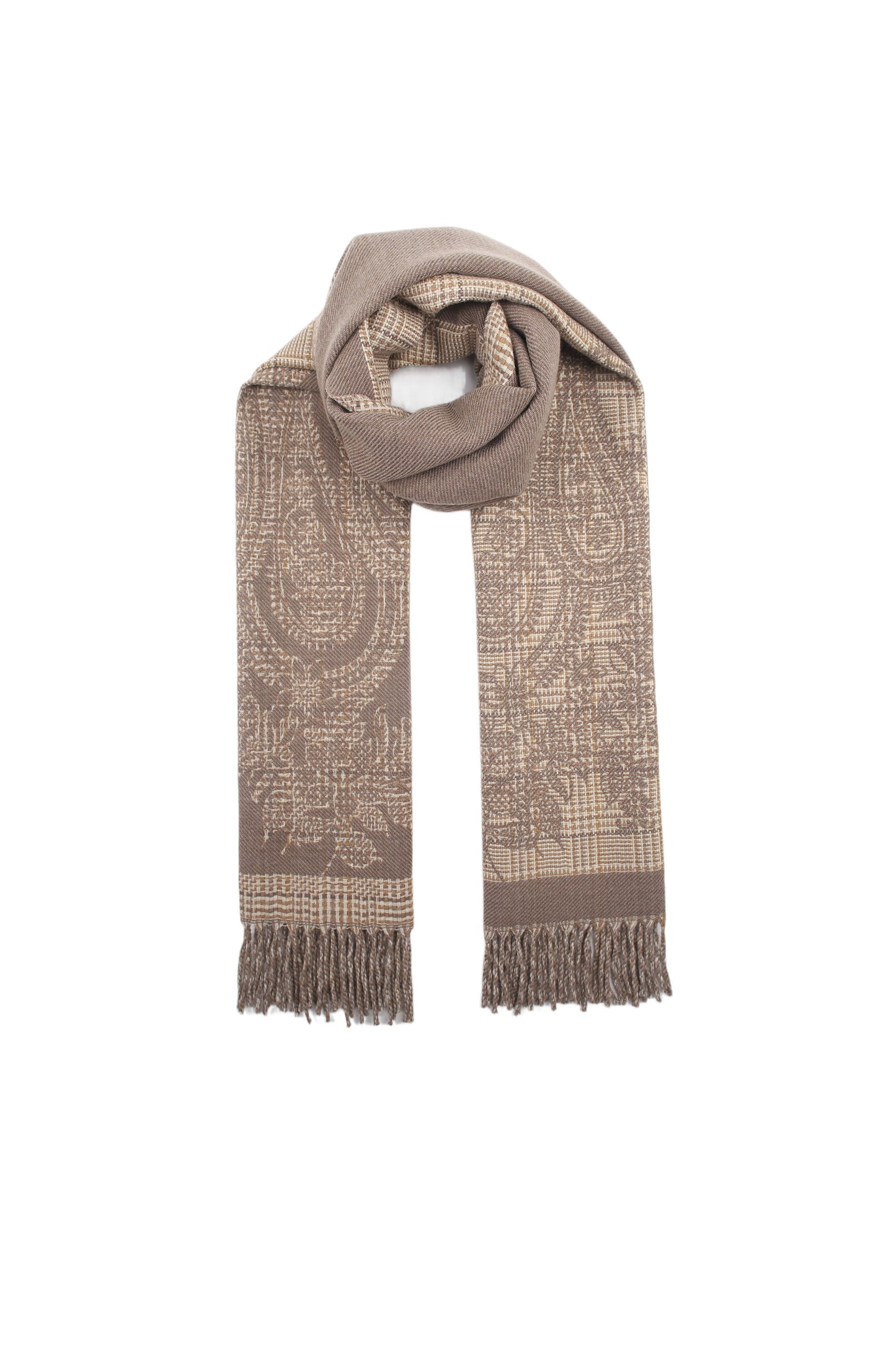 Écharpe imprimée tissée – Viscose et laine