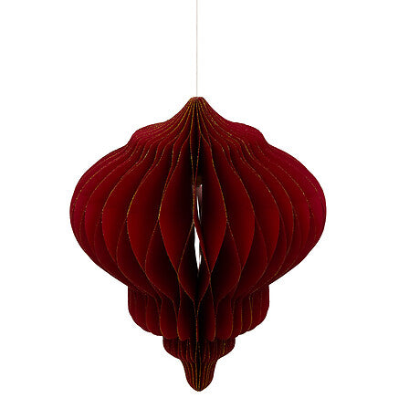 Suspension Pallo en papier rouge forme lanterne accordéon diam 30 cm décoration de Noël élégante à suspendre