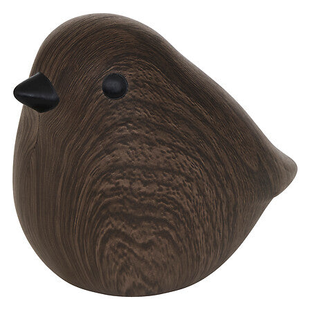 Figurine décorative oiseau en céramique effet bois marron style scandinave H12 cm décoration intérieure nature