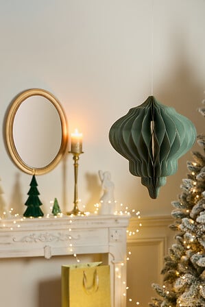 Suspension Pallo diam 30 cm - Boule papier alvéolé vert sauge