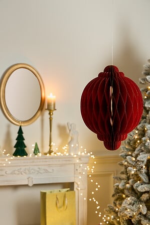 Suspension Pallo diam 30 cm papier rouge