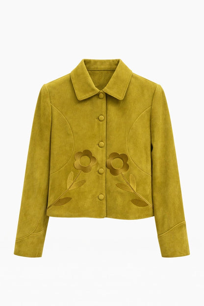 Veste Laurie – Veste courte suédine fleurie