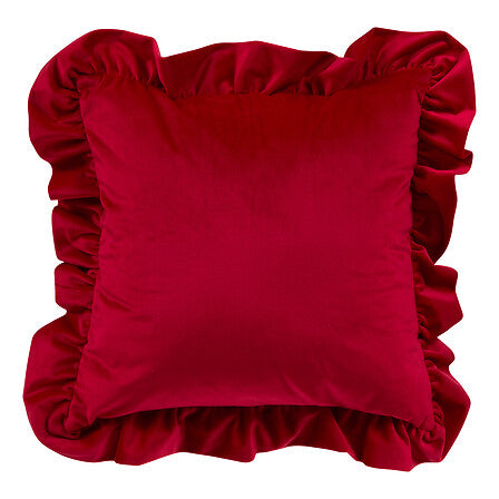 Coussins à volants 51x51 cm rouge - Coussin velours déco Noël