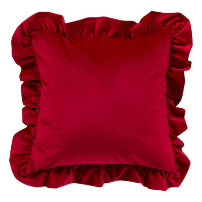 Coussins à volants 51x51 cm rouge - Coussin velours déco Noël