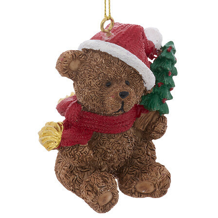 Sujet ourson bonnet 6 cm - Décoration Noël résine à suspendre