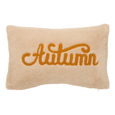 Coussin sherpa beige broderie Autumn orange 30x50 cm décoration automne cosy Atmosphera