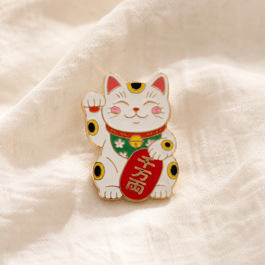 Broche Chat Porte-Bonheur Maneki-Neko