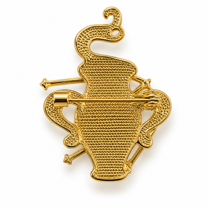 Broche dorée signe astrologique Verseau constellation métal texturé accessoire bijou femme tendance