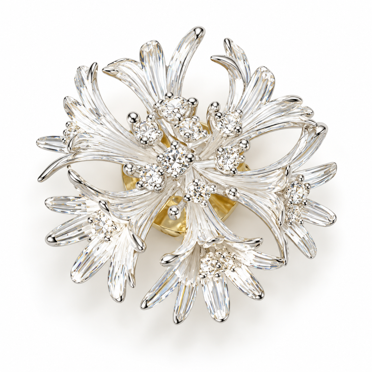 Pin's fleur de bleuet argentée cristaux brillants style bijou fantaisie femme accessoire élégant