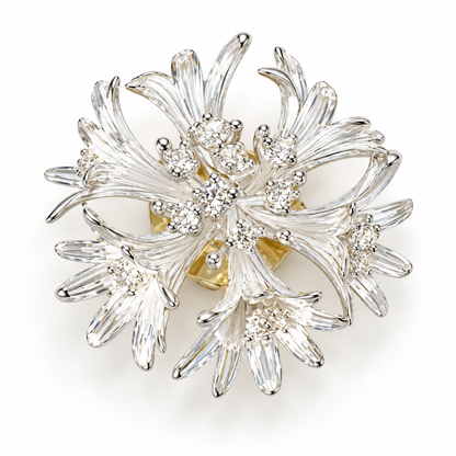 Pin's fleur de bleuet argentée cristaux brillants style bijou fantaisie femme accessoire élégant
