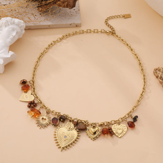 Collier charms doré coeur
