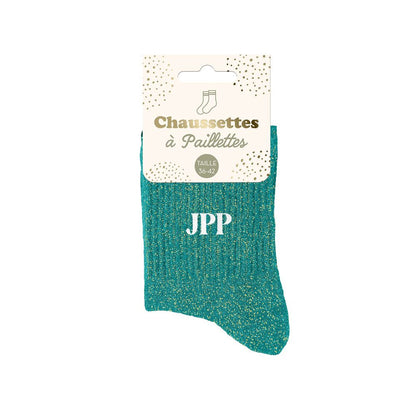 Chaussettes à paillettes turquoise JPP brillantes femme taille 36-42 style tendance