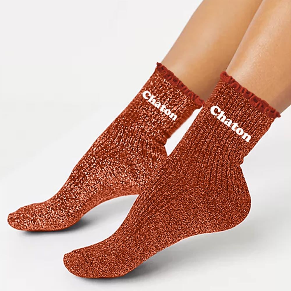 Chaussettes à paillettes à message