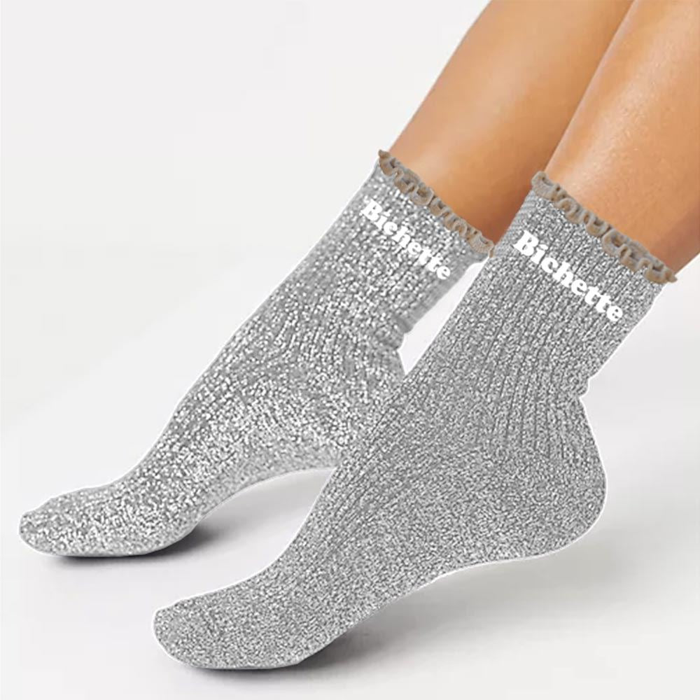 Chaussettes à paillettes à message