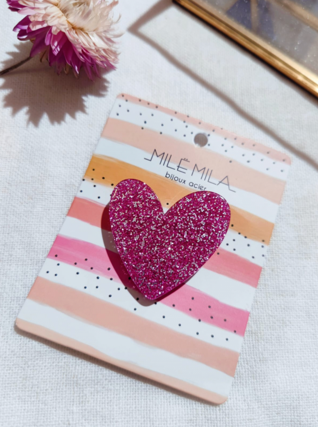 Broche Coeur à Paillettes - Accessoire fantaisie glitter