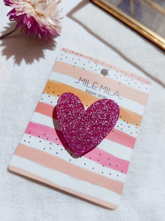 Broche Coeur à Paillettes - Accessoire fantaisie glitter