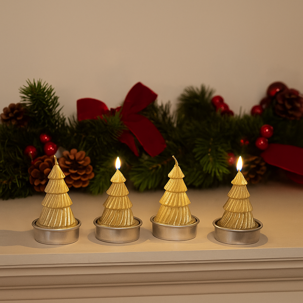 Bougies sapins chauffe-plat