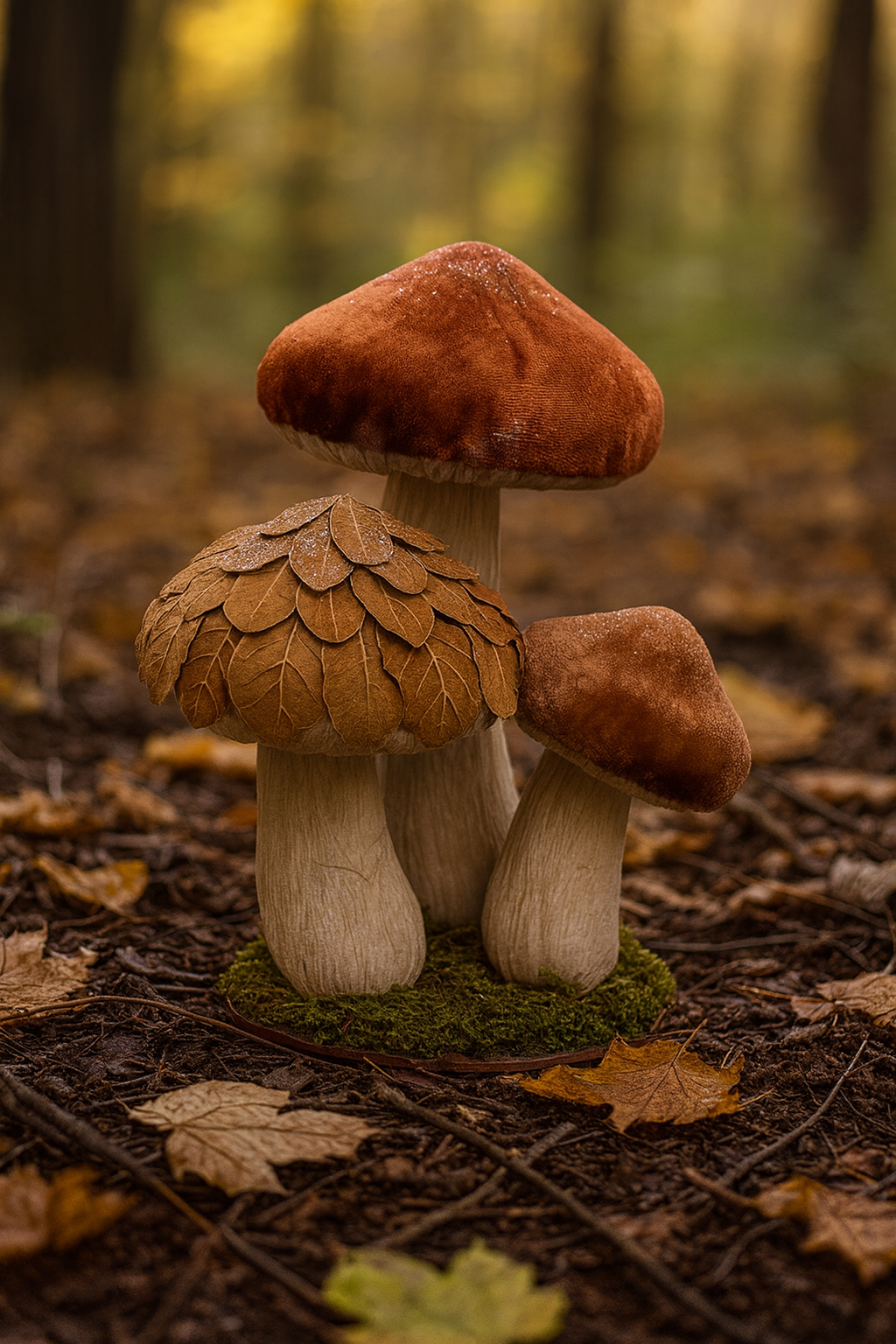 Trio de champignons en velours