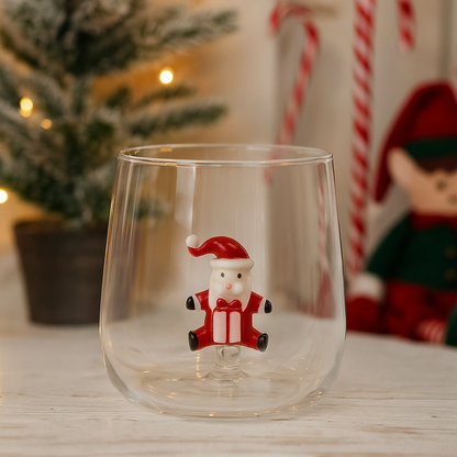 Verre Père Noël 3D en verre
