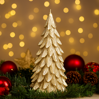 Bougie sapin doré