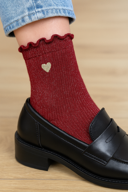 Chaussette à paillettes coeur