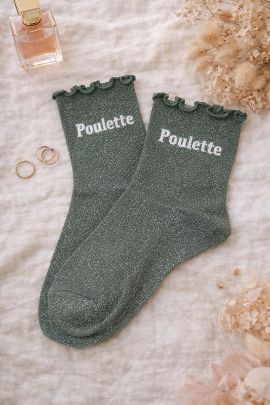 Chaussettes à paillettes poulette avec finition festonnée