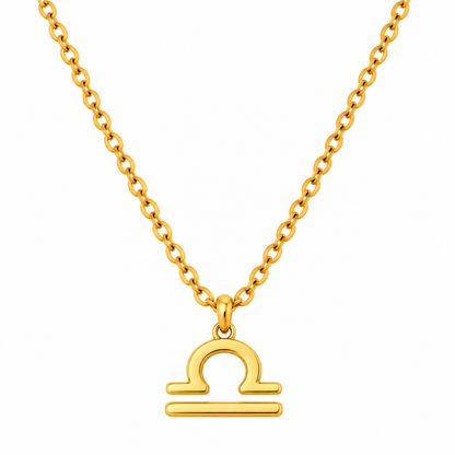 Collier pendentif signe astrologique Balance doré chaîne maille fine bijou femme zodiac tendance
