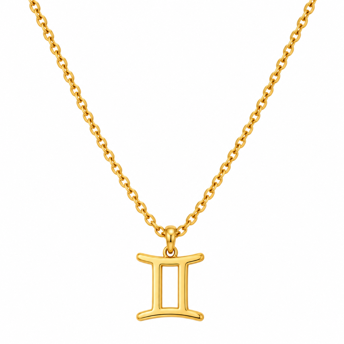 Collier pendentif signe astrologique Gémeaux doré chaîne maille fine bijou femme tendance zodiaque