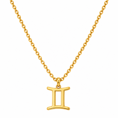 Collier pendentif signe astrologique Gémeaux doré chaîne maille fine bijou femme tendance zodiaque