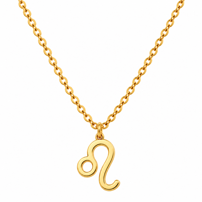 Collier pendentif signe astrologique Lion doré chaîne maille fine bijou zodiac femme tendance