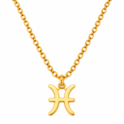 Collier signe astrologique Poissons doré chaîne maille forçat bijou zodiac femme tendance