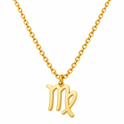 Collier pendentif signe astrologique Vierge doré chaîne maille forçat bijou femme tendance zodiaque