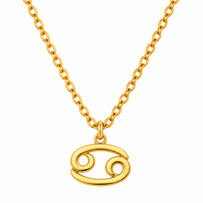 Collier pendentif signe astrologique Cancer doré chaîne maille fine bijou femme tendance zodiaque