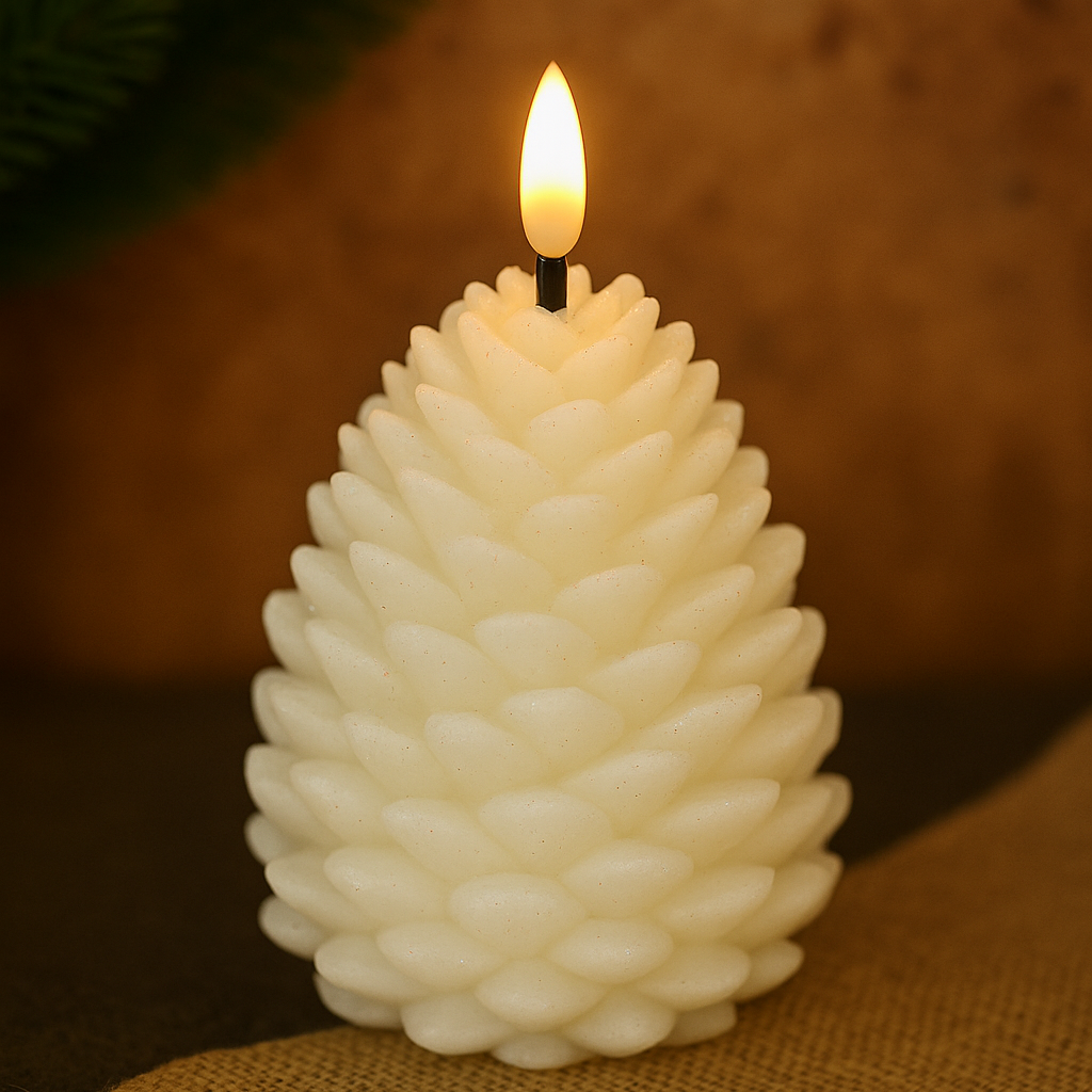 Bougie LED pomme de pin