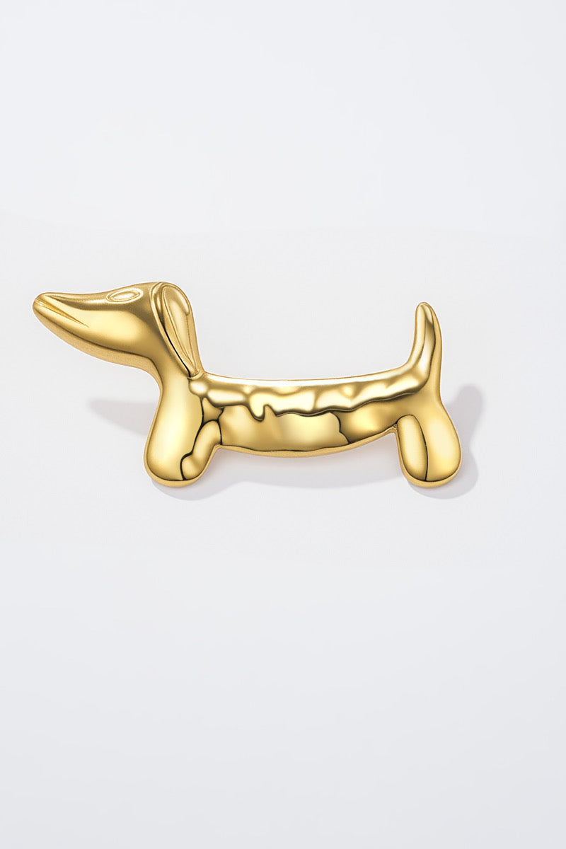 Broche Chien Teckel Doré