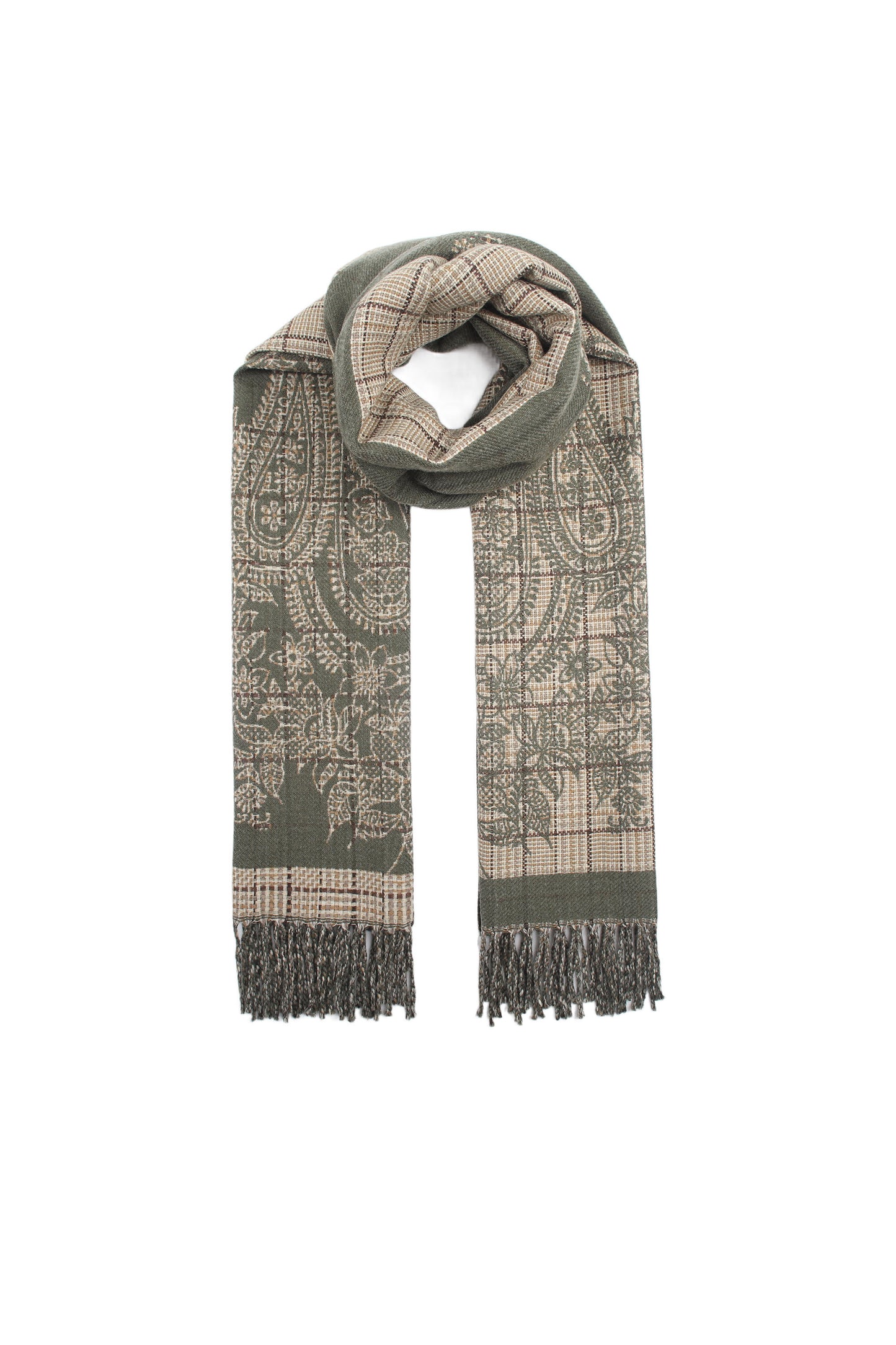 Écharpe imprimée tissée – Viscose et laine