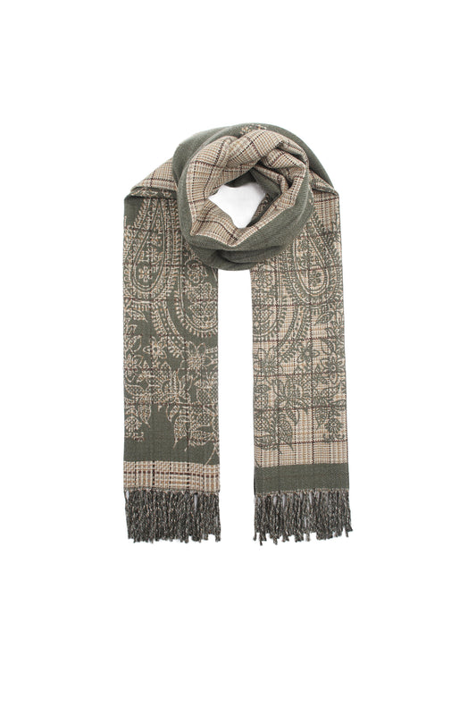 Écharpe imprimée tissée – Viscose et laine