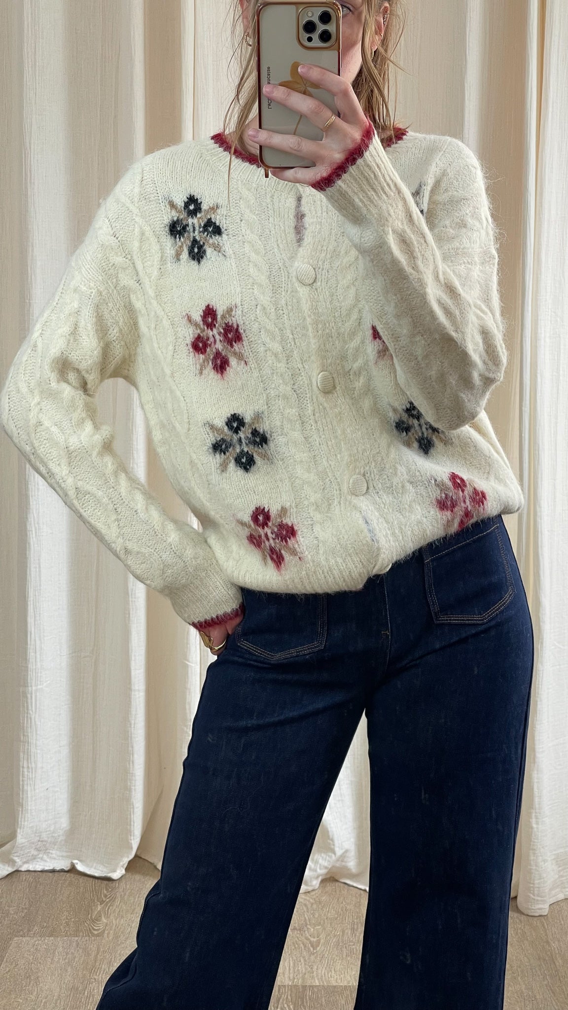 Gilet Ludivine - Gilet jacquard fleuri