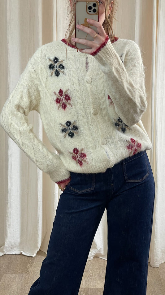 Gilet Ludivine - Gilet jacquard fleuri